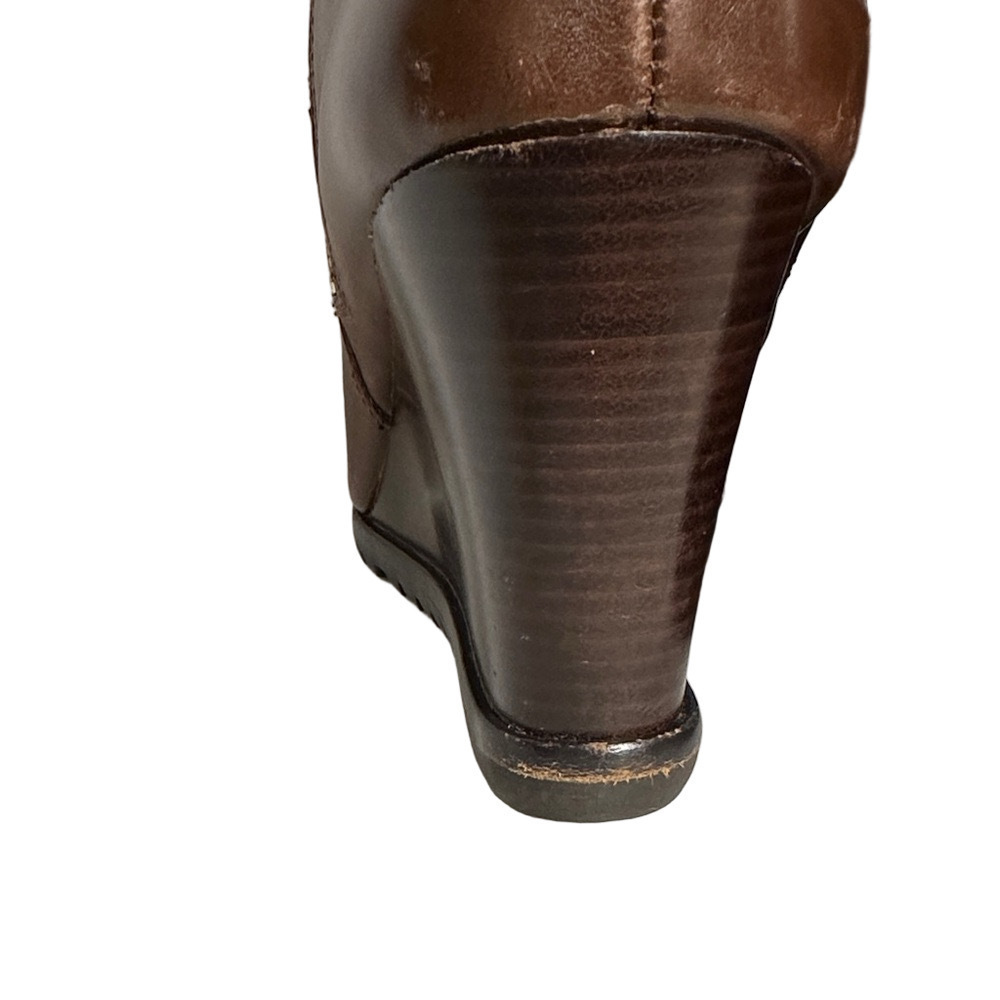 Michael Michael Kors Brown Leather Wedge Ankle Boots – Size 9M - Picture 10 of 14